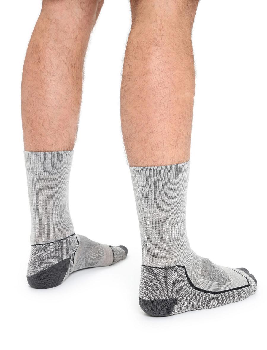 Men's Icebreaker Merino Hike+ Light Crew Socks Blizzard Heather | CA 1904EBCX